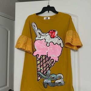 Ice Cream Graphic Shirt - Yellow